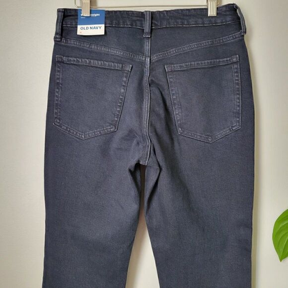 NWT OLD NAVY O.G. STRAIGHT HIGH RISE JEANS BLACK RIPPED SIZE 8 - Picture 6 of 16